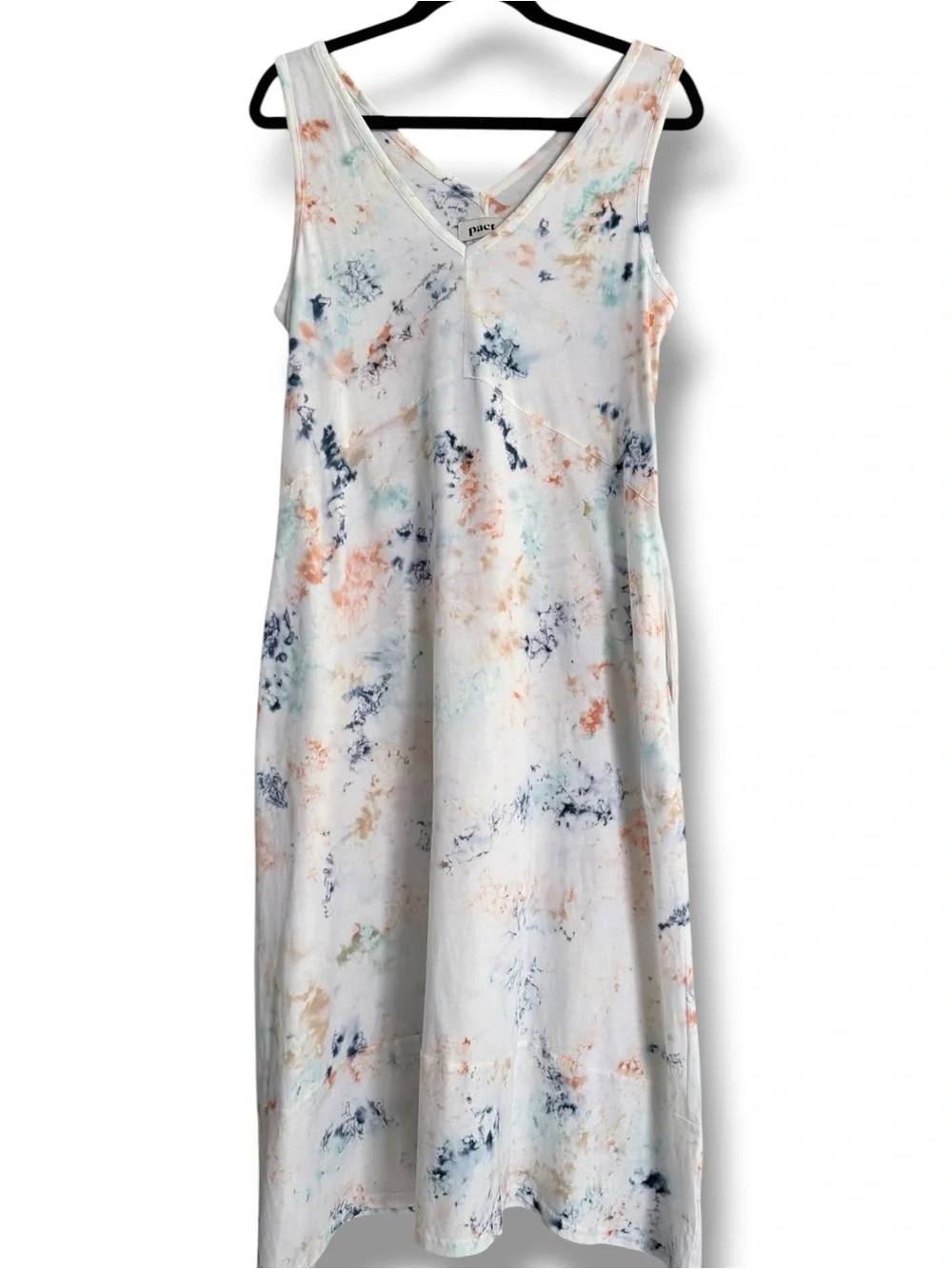 Pact Blue Ice Dye Vintage Tie-Dye Midi Dress Size Medium - Picture 2 of 9
